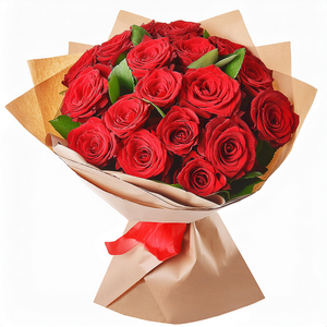 Red rose 50 cm - 19, Ruscus, Wrapping Paper