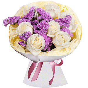 White rose 50 cm - 9, Pink Statice, Wrapping Paper