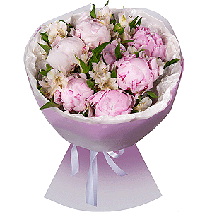 Peony pink - 7, Alstromeria white, soft pink - 13, Wrapping Paper
