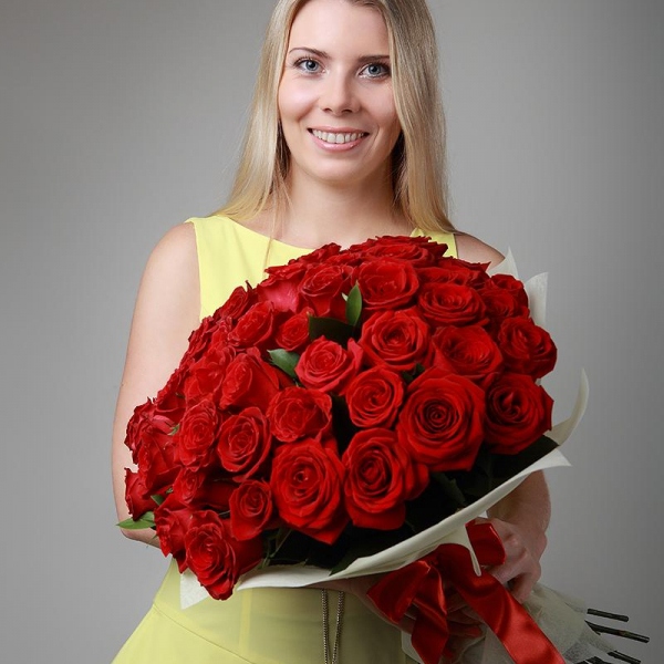 Red rose 50 cm - 81, Ribbon, Felt