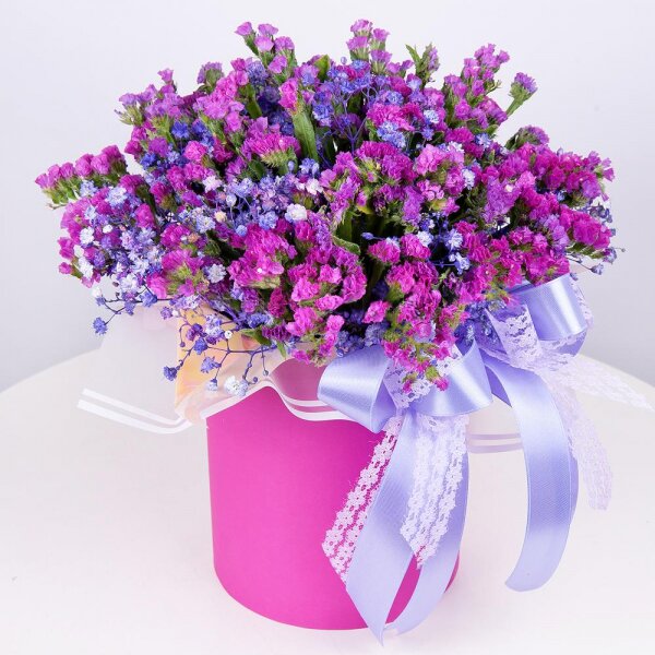 Gypsophila - 3, Round flower box small , Oasis, Pink Statice, Wrapping Paper