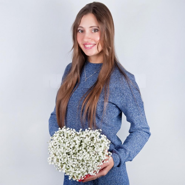 Gypsophila - 9, Heart‑shaped box for arrangements, Oasis