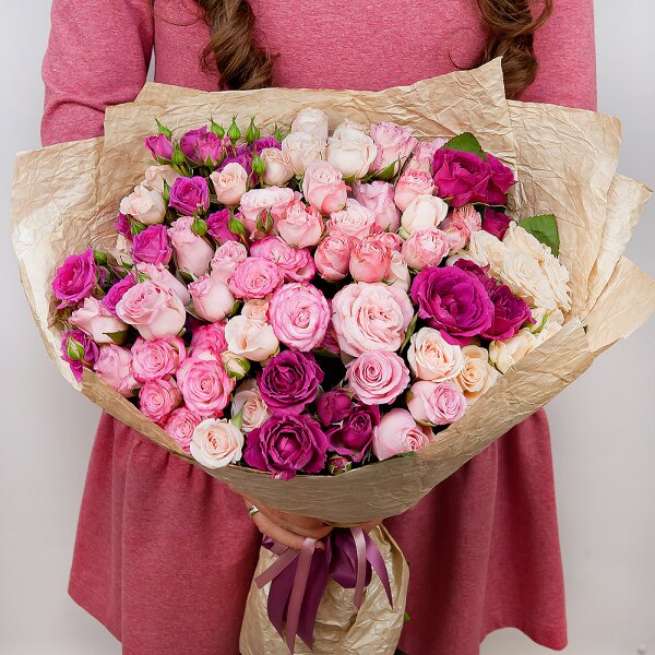 Peony sprayrose - 19, Spray rose: white, cream, light pink 50 cm - 12, Wrapping Paper