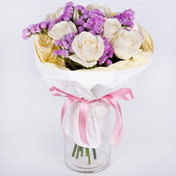 White rose 50 cm - 9, Pink Statice, Wrapping Paper