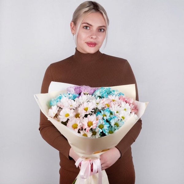 Chrysanthemum spray Bacardi dyed blue - 5, Bacardi Pink Spray Chrysanthemum - 5, Bacardi White Spray Chrysanthemum - 5, Wrapping Paper