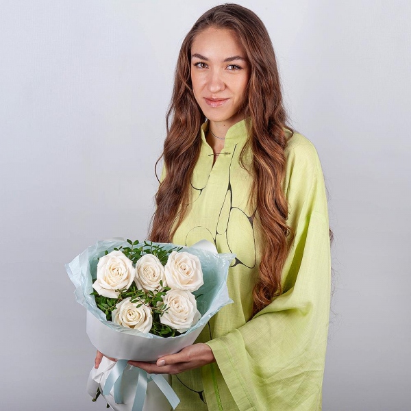 White rose 50 cm - 7, Pistachio, Wrapping Paper