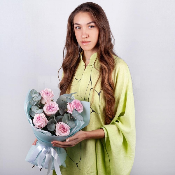 Peony style roses - 7, Eucalyptus, Wrapping Paper